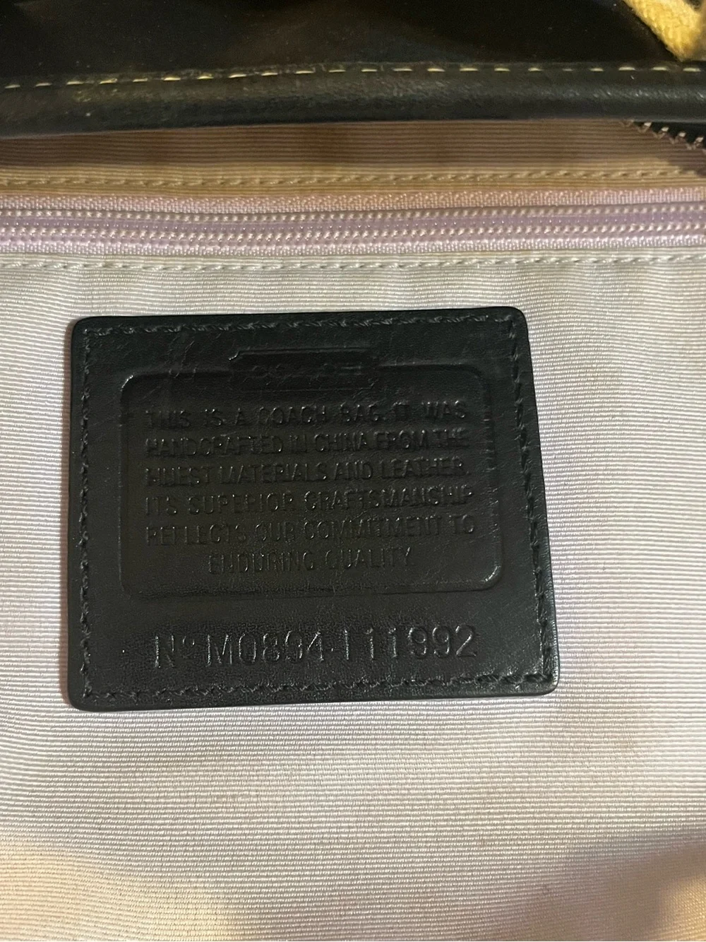 Coach Hampton Tote Bag Black Nylon Leather Trim Lavender Accents & Hangtag